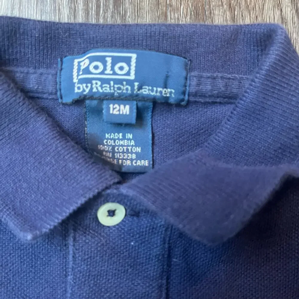 Polo by Ralph Lauren Boy's 12M Long Sleeve Navy Polo Shirt